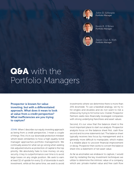 Q&A with Prospector Partners Portfolio Managers